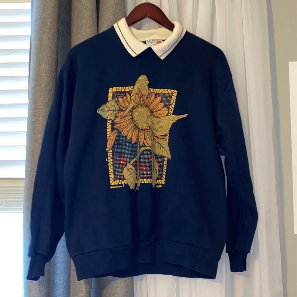 JERZEES vintage navy sweater with collar